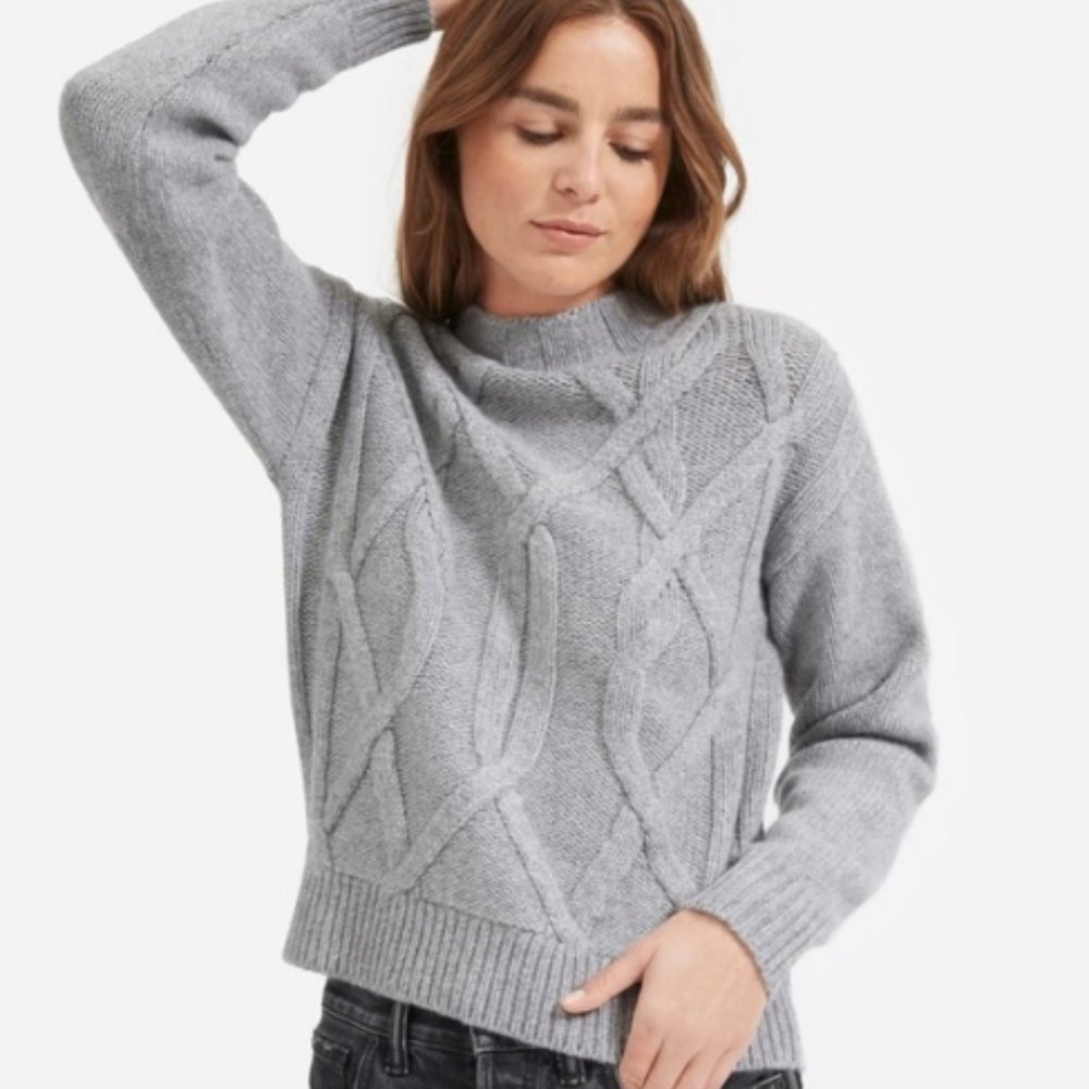 Everlane Wool Cable Mockneck Sweater, XS